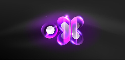 Abstract background glowing neon light geometric shapes. Space cosmic or magic energy vector wallpaper For Wallpaper, Banner, Background, Card, Book Illustration, landing page