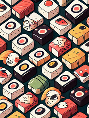 various sushi Generative AI