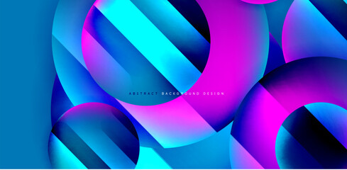 Circles with glossy surface and light and shadow effects abstract background. Template for covers, templates, flyers, placards, brochures, banners