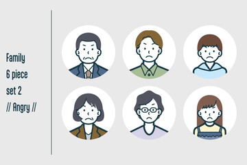 怒っている3世代の家族の6点セットno.2