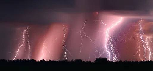 Foto op Plexiglas lightning storm in the sky abstract background weather, light background © kichigin19