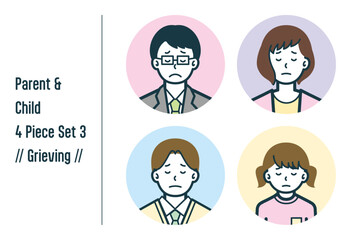 悲しんでいる親子の4点セットno.3