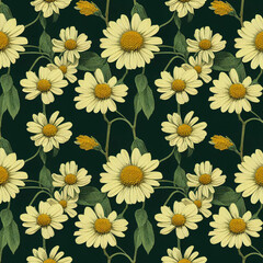 Marguerite vintage pattern wild flower