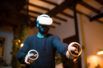 Detail of VR controller during a game 