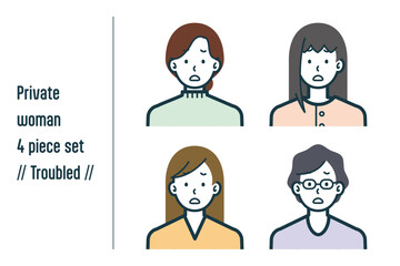 困っている私服の女性の4点セットno.1