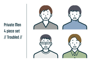 困っている私服の男性の4点セットno.1