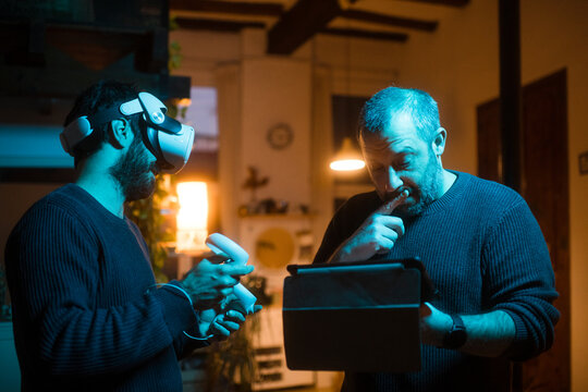 VR Software engineers testing new game