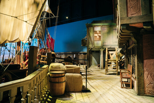 Winnipeg, Manitoba Canada - October 2022: A lifesize model of the ship called Nonsuch that sailed into Hudson Bay