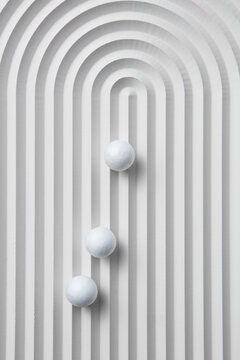 Cement ribbed panel with spheres, full frame.