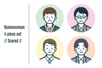 怖がっているビジネスマンの4点セットno.1