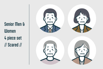 怖がっているシニア男女の4点セットno.1