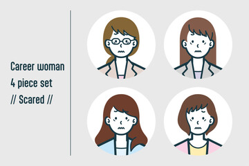 怖がっているキャリアウーマンの4点セットno.1