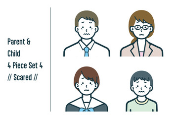 怖がっている親子の4点セットno.4