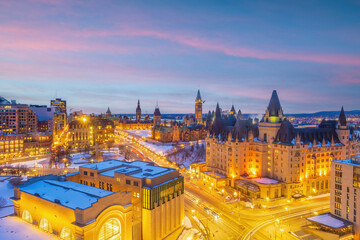 Fototapeta na wymiar Downtown Ottawa city skyline, cityscape of Canada
