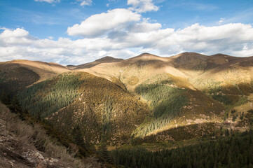 Mountain peak in the morning sunshine