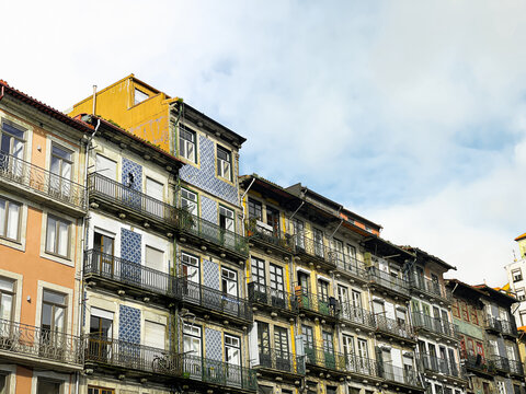 Portugese traditional  colorful and tiled houses