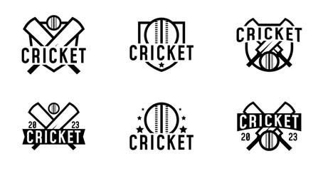 Set of cricket sport logo for template design