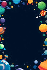 Naklejka premium cartoon space planet frame background made with generative ai