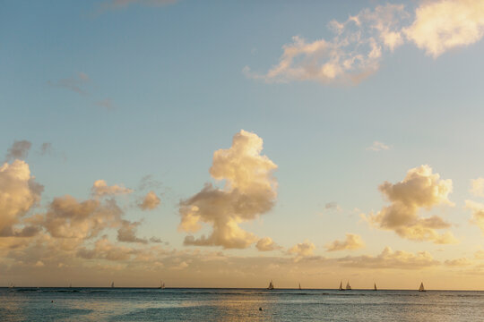 Fototapeta Sailboat and an Open Sky at Sunset