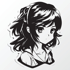 A sketch of a anime girl character