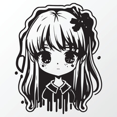 A sketch of a anime girl character