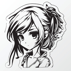 A sketch of a anime girl character