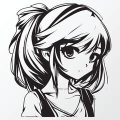 A sketch of a anime girl character