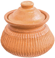 Handmade clay pot with lid, one of product from nature clay,