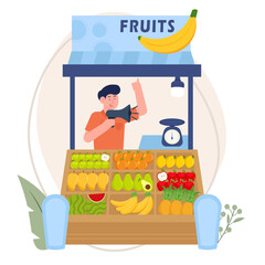 Fruit Seller Illustration
