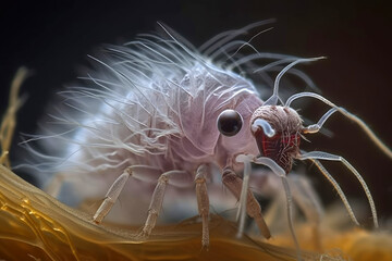 Super macro photography of a Flea. Generative AI