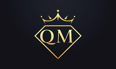 Diamond crown vector. Luxury queen logo for jewelry vector with letters	