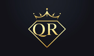 Diamond crown vector. Luxury queen logo for jewelry vector with letters	