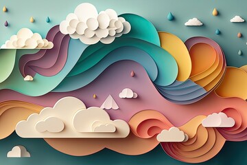 Background white cloud paper landscape.Generated AI