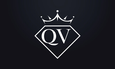 Diamond crown vector. Luxury queen logo for jewelry vector with letters	