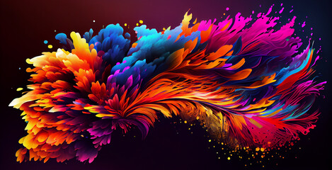 Abstract multi colored illustration of vibrant fractal shapes generated by AI