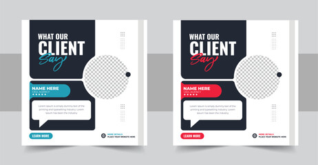 Customer feedback testimonial social media post web banner template design vector
