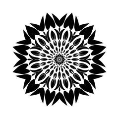 Mandala Floral Flower Oriental Book Page Outline., Kaleidoscopic floral tattoo