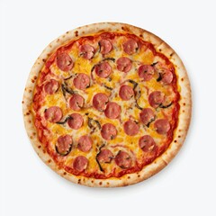 pizza isolated on white, pizza with pepperoni isolated on white color background