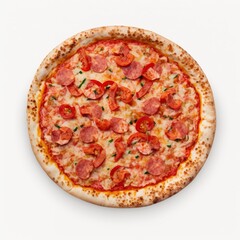 pizza isolated on white, pizza with pepperoni isolated on white color background