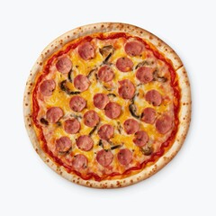 pizza isolated on white, pizza with pepperoni isolated on white color background