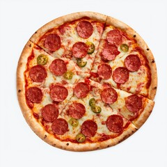 pizza isolated on white background, pizza with pepperoni isolated on white color background