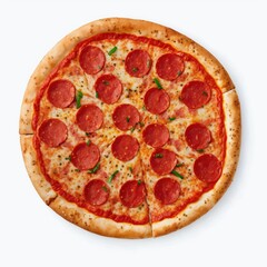pizza isolated on white, pizza with pepperoni isolated on white color background