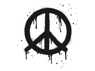Spray painted graffiti Peace sign. on black over white. peaceful drip symbol.  isolated on white background. vector illustration © Receh Lancar Jaya