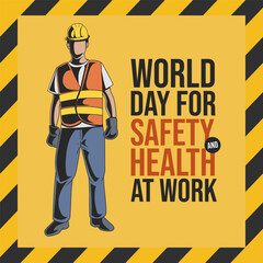 world day safety and health at work. safety day celebration. flat design.