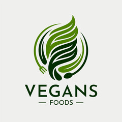 Leaf vegan food cutlery letter FF logo design template