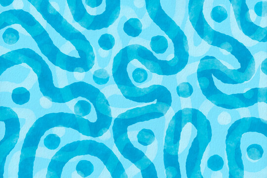 A Bright Blue Colourful Abstract painting
