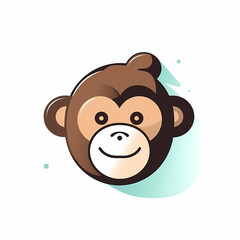 Cute Monkey Head Logo App/Aplication. Generative AI