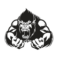 Ferocious gorilla mascot logo ,hand drawn illustration. Suitable For Logo, Wallpaper, Banner, Background, Card, Book Illustration, T-Shirt Design, Sticker, Cover, etc © Artcuboy