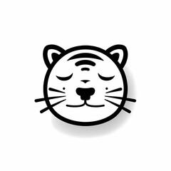 Cute Tiger Head Logo Aplication/App Isolated White. Generative AI