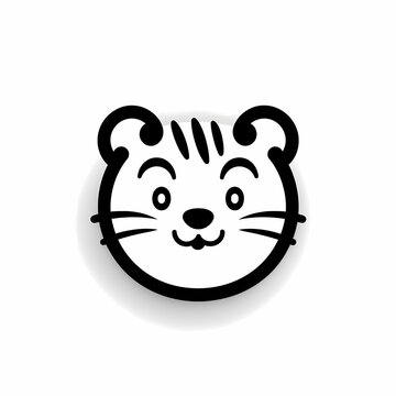Cute Tiger Head Logo Aplication/App Isolated White. Generative AI